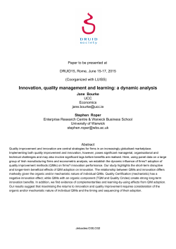 Innovation, quality management and learning: a dynamic analysis