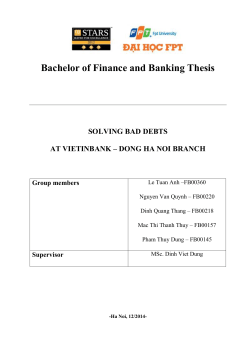 Bachelor of Finance and Banking Thesis SOLVING BAD DEBTS AT