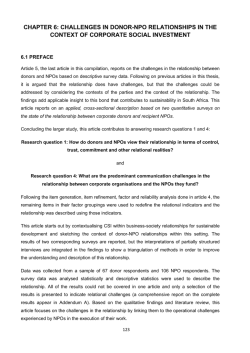 chapter 6: challenges in donor-npo relationships in the context of