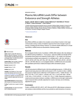 Plasma MicroRNA Levels Differ between Endurance and Strength