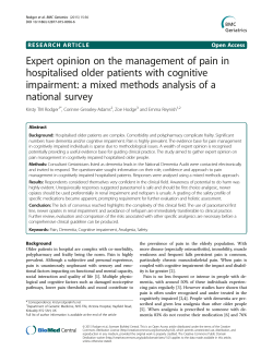 Expert opinion on the management of pain in hospitalised older