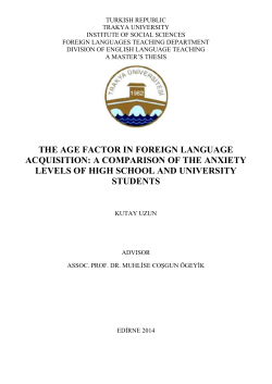 the age factor in foreign language acquisition: a comparison of the