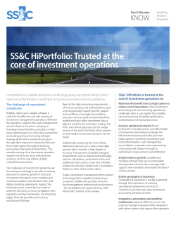 SS&C HiPortfolio: Trusted at the core of investment operations