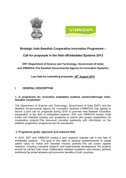 Call for proposal under Indo-Swedish (DST