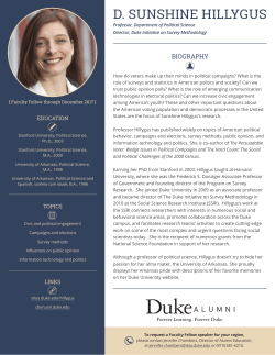 D. SUNSHINE HILLYGUS - Duke Alumni Association