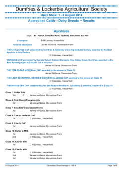 Dumfries Show 2014 Dairy Result