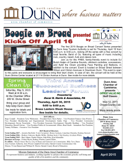 April 2015 Newsletter - Dunn Area Chamber of Commerce