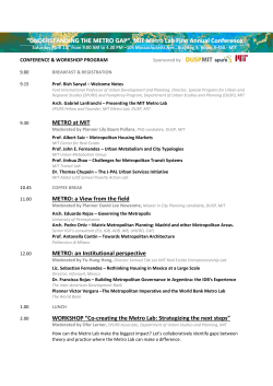 AGENDA - MIT Metro Lab First Annual Conference