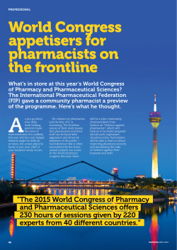 IPU Review (April 2015) - 75th FIP World Congress of Pharmacy