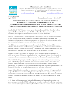 Duwamish Alive! 10th Anniversary Press Release