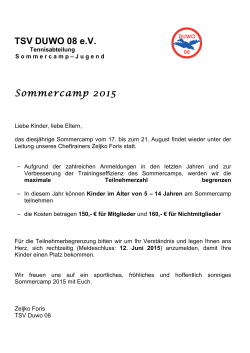 TSV DUWO 08 e.V. Sommercamp 2015