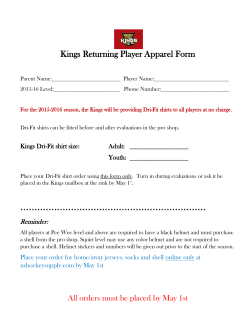 Kings Returning Player Apparel Form