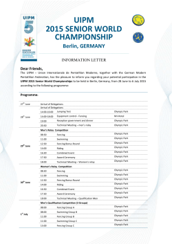 UIPM 2015 SENIOR WORLD CHAMPIONSHIP Berlin, GERMANY
