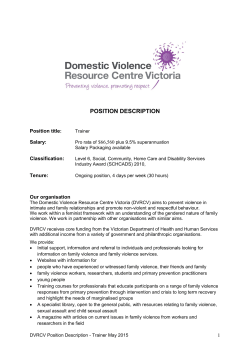 position description - Domestic Violence Resource Centre Victoria