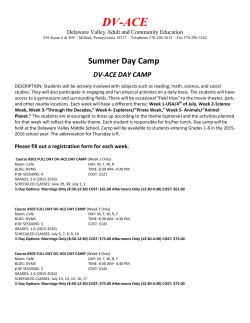 Summer Camp 2015 Flyer - Delaware Valley School District