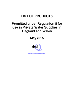 LIST OF APPROVED - Drinking Water Inspectorate