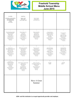 Freehold Township Middle School Menu June 2015