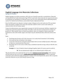 ELA Materials Collections for Spring 2015