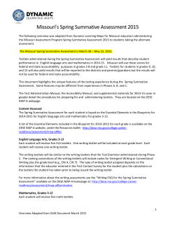 Missouri`s Spring Summative Assessment 2015