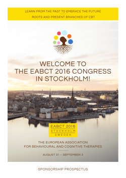 WELCOME TO THE EABCT 2016 CONGRESS IN STOCKHOLM!