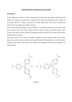 Chemical Kinetics of hydrolysis of crystal violet Introduction: In this