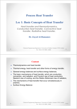 Process Heat Transfer Lec 1: Basic Concepts of Heat Transfer