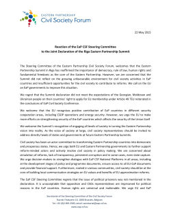 Reaction of the EaP CSF Steering Committee to the Riga Summit