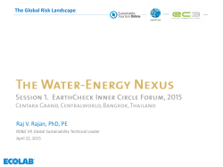2015 Water-Energy Nexus - Raj Rajan, Ecolab