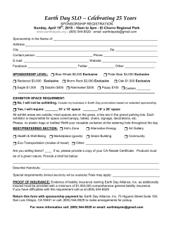 Earth Day 2015 Sponsorship Form