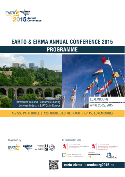 PROGRAMME EARTO & EIRMA ANNUAL CONFERENCE 2015