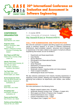 Call for Papers is now available for - EASE 2016