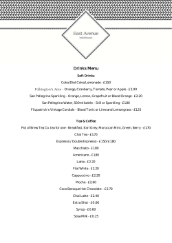 view our drinks menu - East Avenue Bakehouse