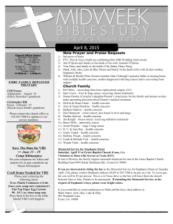 prayer sheet 4.8.15 - East Memorial Baptist Church