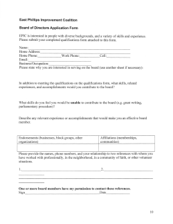 Board of Directors Application Form