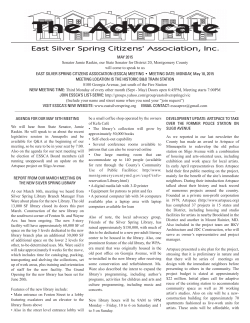 Current Newsletter - East Silver Spring Citizens` Association, Silver