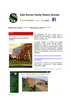 EFFHS eNews May 2015 - East Surrey Family History Society