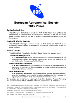 See the press release - European Astronomical Society