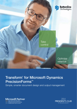 TransformÂ® for Microsoft Dynamics PrecisionFormsTM