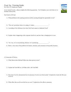 Food, Inc. Viewing Guide - Moeller American Literature, Mr. Eble