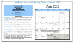 Summer Reading Calendar - East Bonner County Library District
