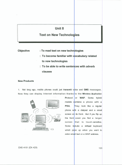 Unit 8 Text on New Technolo lies - ram e