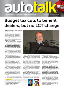 Budget tax cuts to benefit dealers, but no LCT change