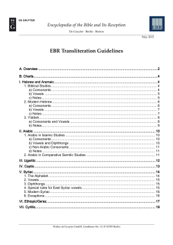EBR Transliteration Guidelines - De Gruyter EBR Helpfiles