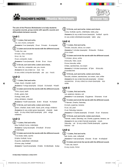 Answer key TEACHER`S NOTES Phonics Worksheets