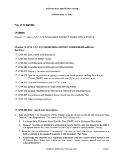 Coliseum Area Specific Plan zoning Effective May 21, 2015 Oakland