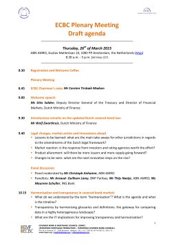 Agenda â ECBC Plenary Meeting 26th of March 2015