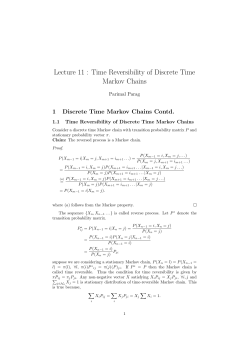 Lecture 11 : Time Reversibility of Discrete Time Markov Chains