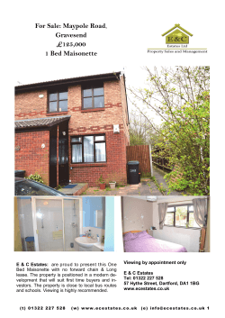 For Sale: Maypole Road, Gravesend Â£125,000 1 Bed Maisonette
