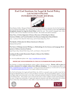 Call for Papers ECI Interdisciplinary Journal for Legal & Social Policy