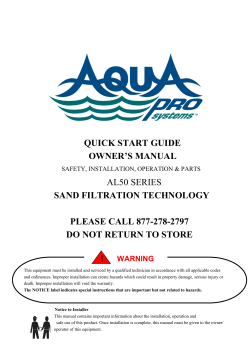 QUICK START GUIDE OWNER`S MANUAL AL50 SERIES SAND